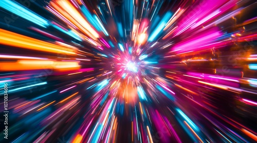 Abstract Light Trails in a Vibrant Burst of Color