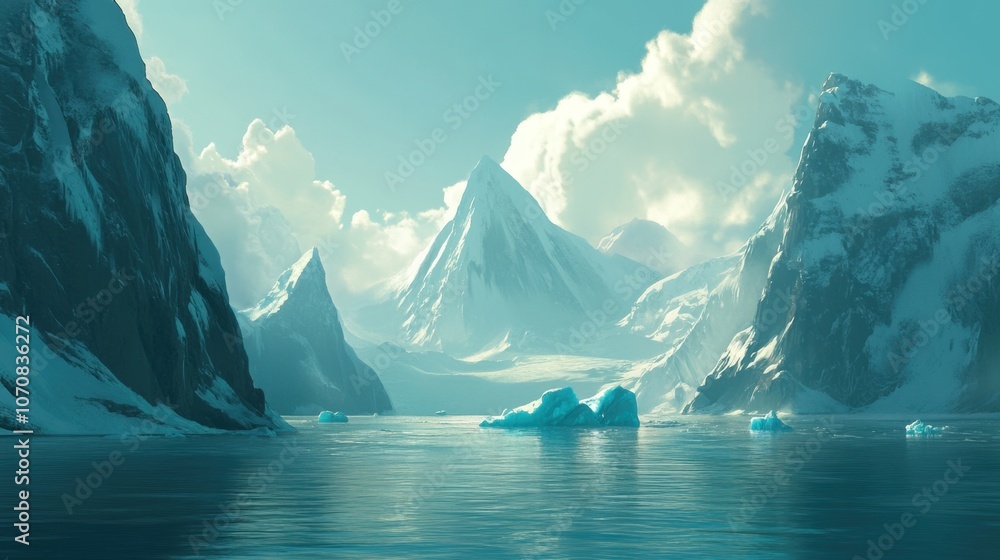custom made wallpaper toronto digitalSerene Icebergs and Snowy Peaks in Soft Light