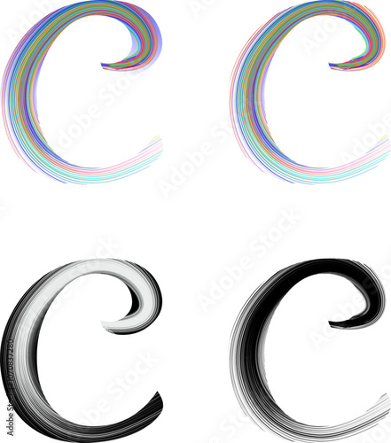 letter c logo with lots of color in abstract brush strokes