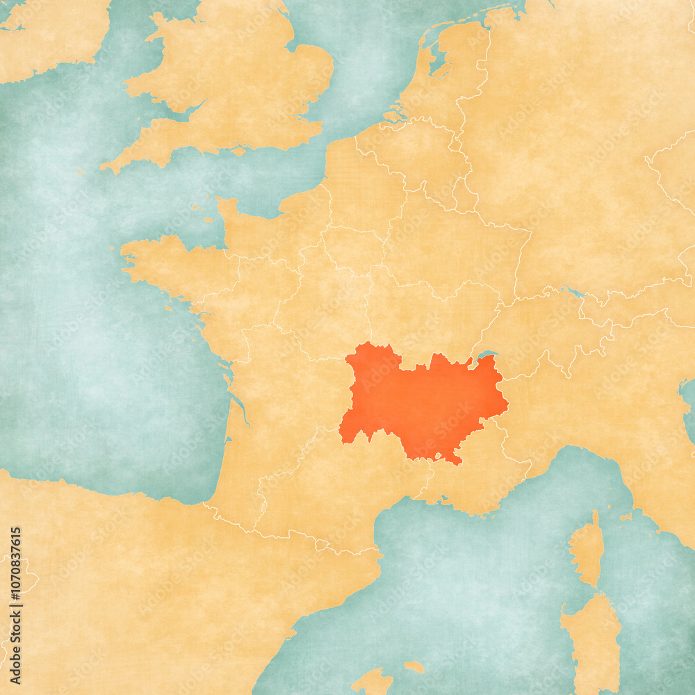Map of France - Auvergne-Rhone-Alpes Map of France - Auvergne-Rhone-Alpes