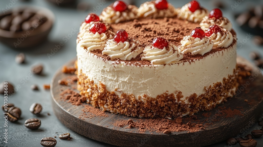 Tiramisu Cake with Coffee Flavor and Garnish Tiramisu Cake with Coffee Flavor and Garnish