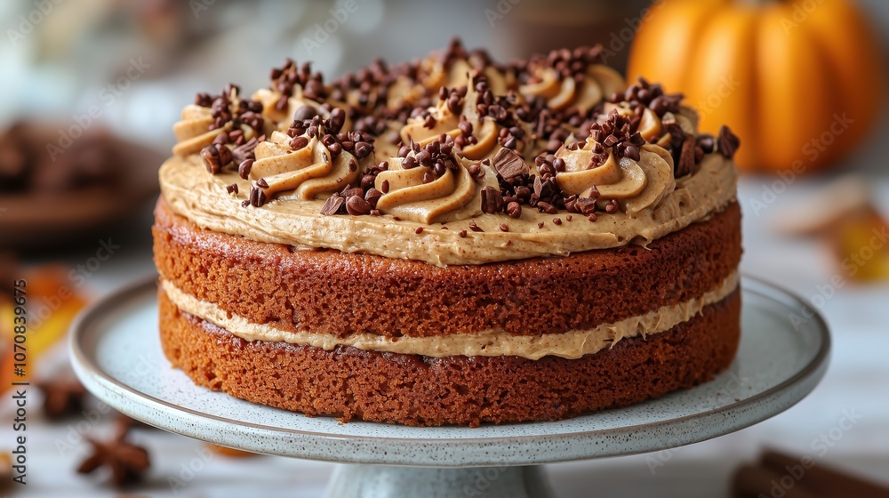 Festive Pumpkin Spice Cake on a Decorative Stand Festive Pumpkin Spice Cake on a Decorative Stand