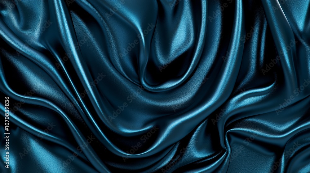 Fototapeta premium Elegant Teal Silk Fabric Drape Luxurious Soft Texture Background