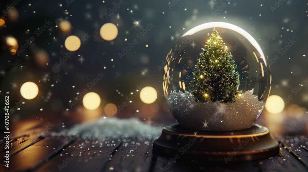 christmas tree in snow globe christmas tree in snow globe