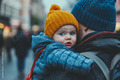 A man holding a small child in his arms