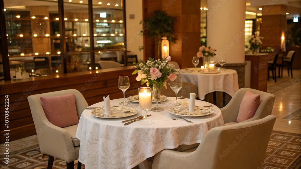 restaurant setting for a romantic dinner restaurant setting for a romantic dinner