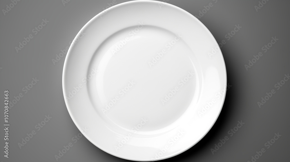Empty Clean White Plate on Grey Empty Clean White Plate on Grey