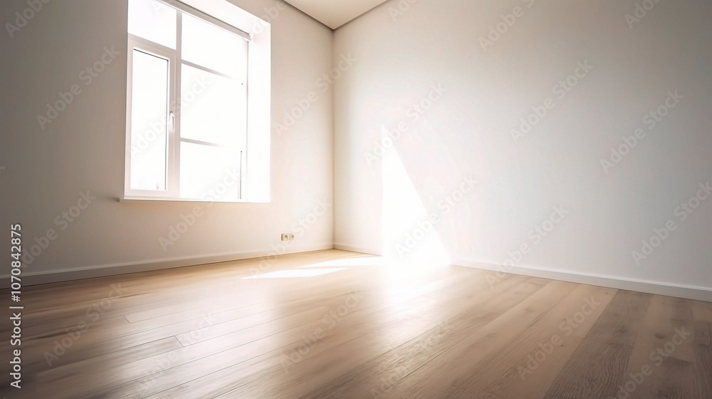 Bright Minimalist Room with Sunlight Streaming In Bright Minimalist Room with Sunlight Streaming In