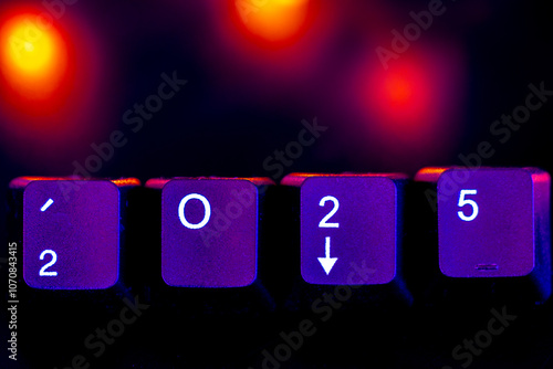 keyboard keys with new year, christmas background.