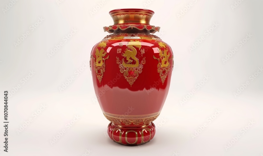 Standing proudly against a white backdrop, this ornate red lantern embodies traditional Chinese craftsmanship with its golden decorations, radiating festive cheer as the Lunar New Year approaches Standing proudly against a white backdrop, this ornate red lantern embodies traditional Chinese craftsmanship with its golden decorations, radiating festive cheer as the Lunar New Year approaches