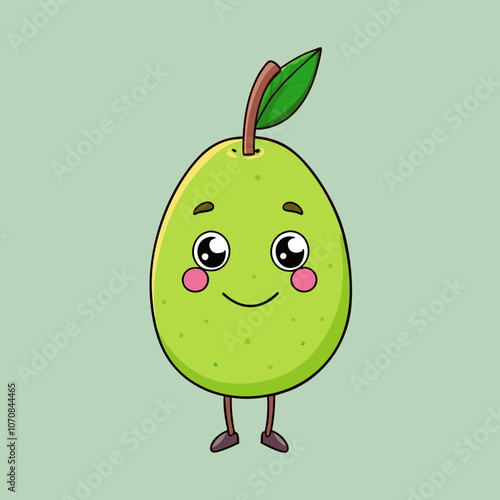 Cartoon  Guava with cute expiration face vector