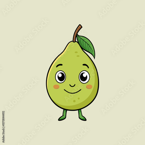 Cartoon  Guava with cute expiration face vector