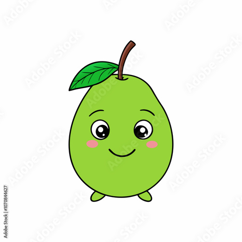 Cartoon  Guava with cute expiration face vector