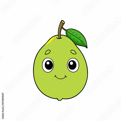 Cartoon  Guava with cute expiration face vector