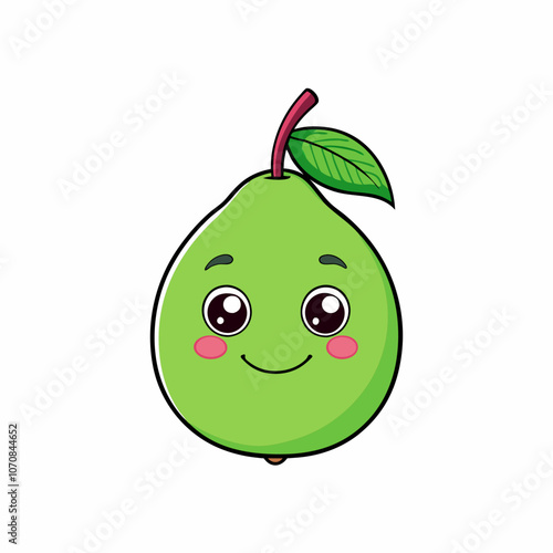 Cartoon  Guava with cute expiration face vector