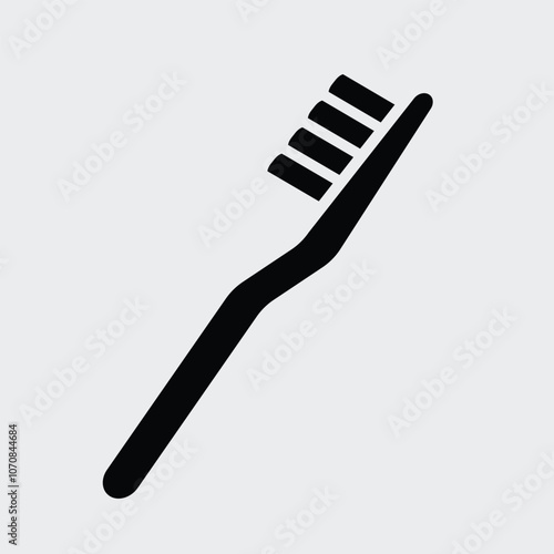 Toothbrush icon vector. Dental oral cleaning toothbrush symbol flat black solid icon