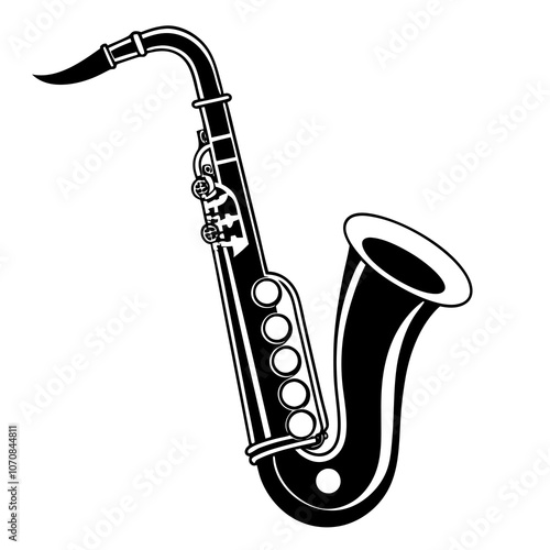 Saxophone vector silhouette on white background