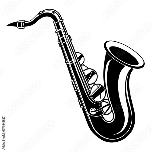 Saxophone vector silhouette on white background