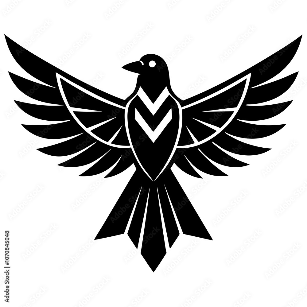 Obraz premium Thunderbird vector silhouette on white background