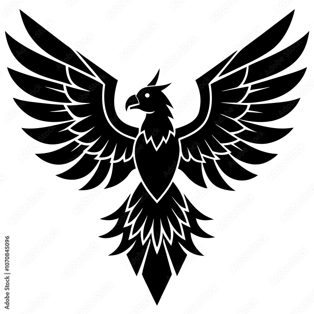 Naklejka premium Thunderbird vector silhouette on white background