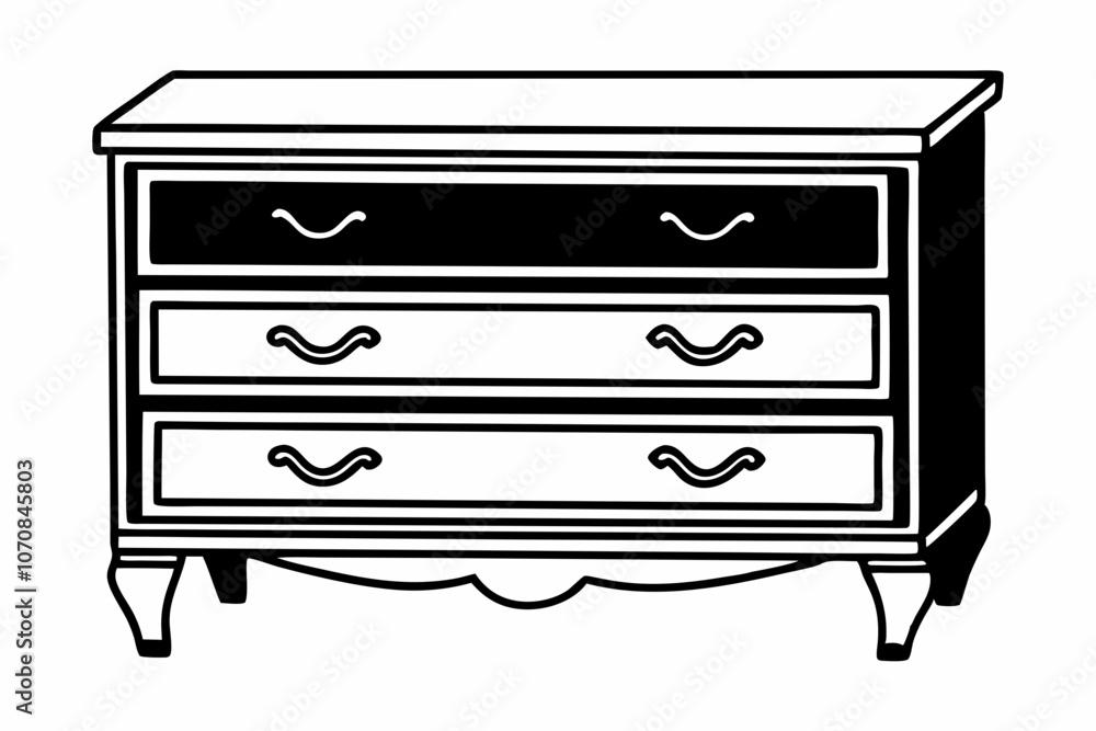 An elegant design of drawers vector silhouette An elegant design of drawers vector silhouette