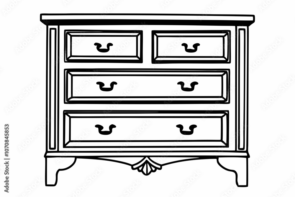 An elegant design of drawers vector silhouette An elegant design of drawers vector silhouette