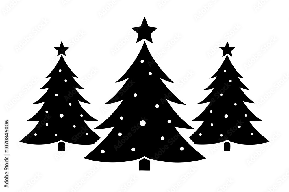 Fototapeta premium Christmas trees vector silhouette on white background