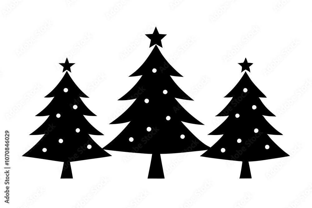 Obraz premium Christmas trees vector silhouette on white background