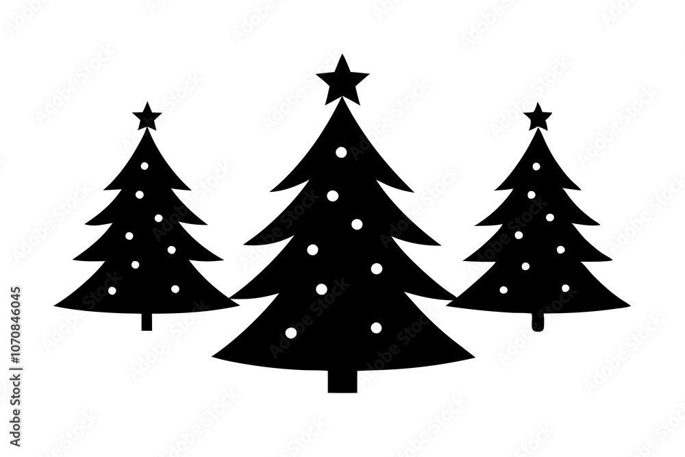 Obraz premium Christmas trees vector silhouette on white background