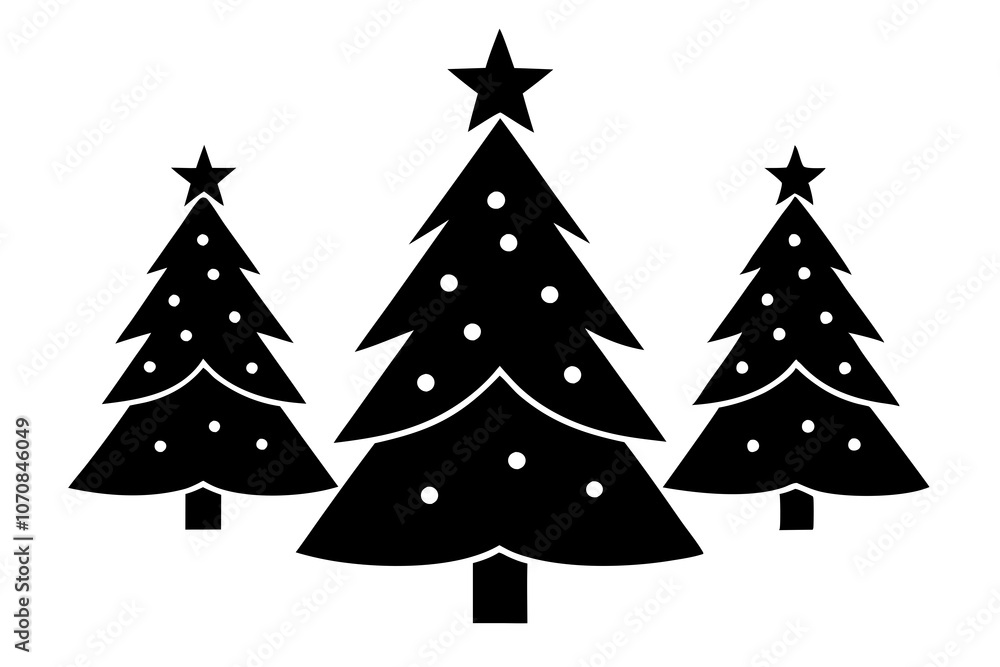 Christmas trees vector silhouette on white background Christmas trees vector silhouette on white background