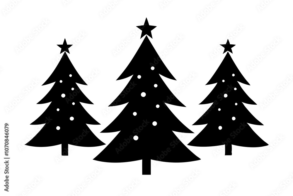 Fototapeta premium Christmas trees vector silhouette on white background
