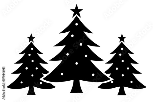 Christmas trees vector silhouette on white background