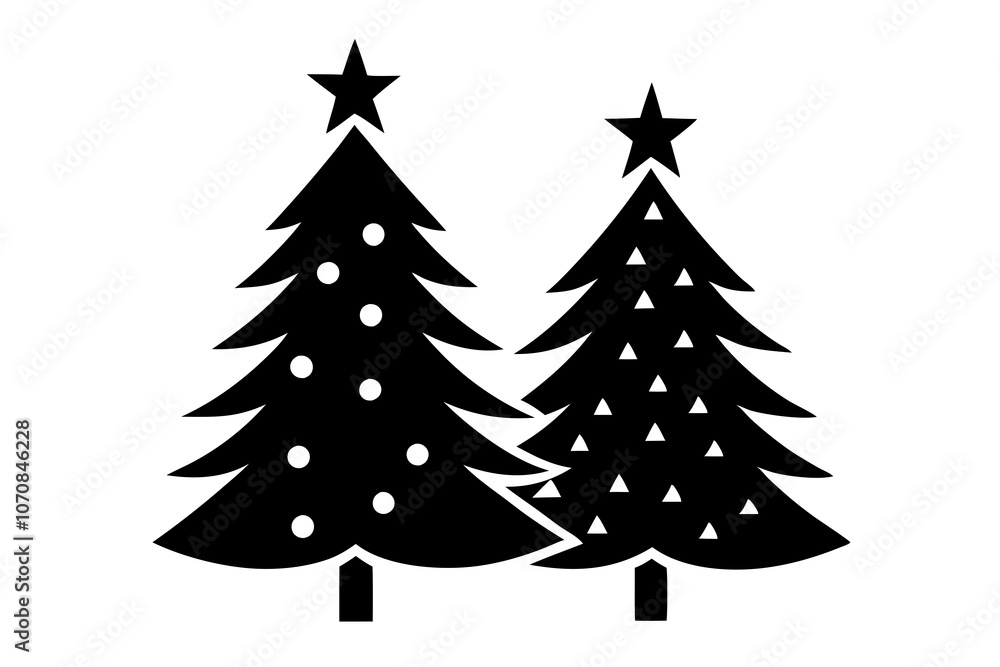Fototapeta premium Christmas trees vector silhouette on white background