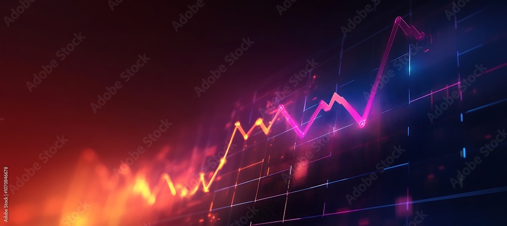 A digital graph representing market trends with an upward curve, glowing brightly against a dark background A digital graph representing market trends with an upward curve, glowing brightly against a dark background