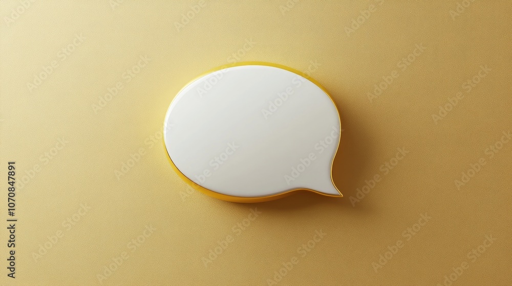 Elegant white speech bubble with a soft shadow on a gradient gold background, perfect for sophisticated promotions. Elegant white speech bubble with a soft shadow on a gradient gold background, perfect for sophisticated promotions.