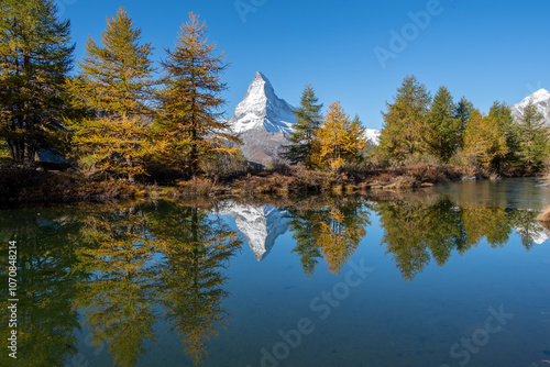 Matterhorn mit gelben Lärchen