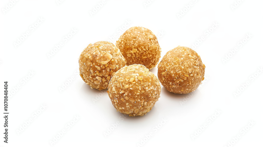 laddu indiaen dessert food on white background, fried balls laddu indiaen dessert food on white background, fried balls