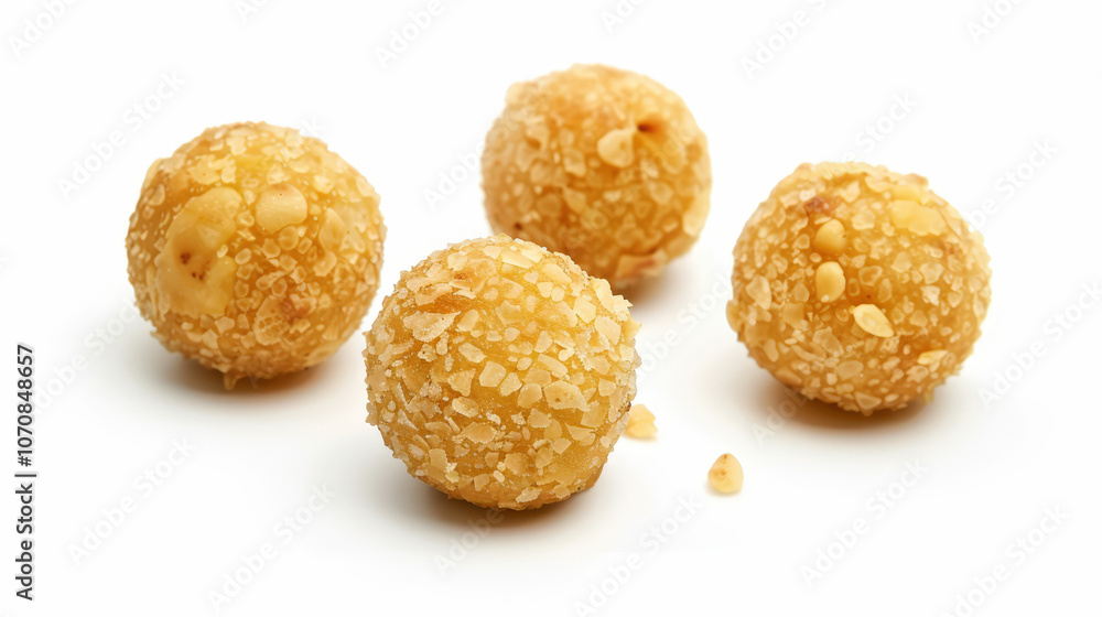 laddu indiaen dessert food on white background, fried balls laddu indiaen dessert food on white background, fried balls