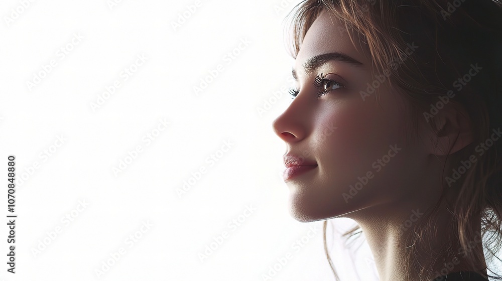 Profile View of a Young Woman with Natural Light Profile View of a Young Woman with Natural Light
