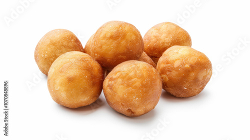 laddu indiaen dessert food on white background, fried balls