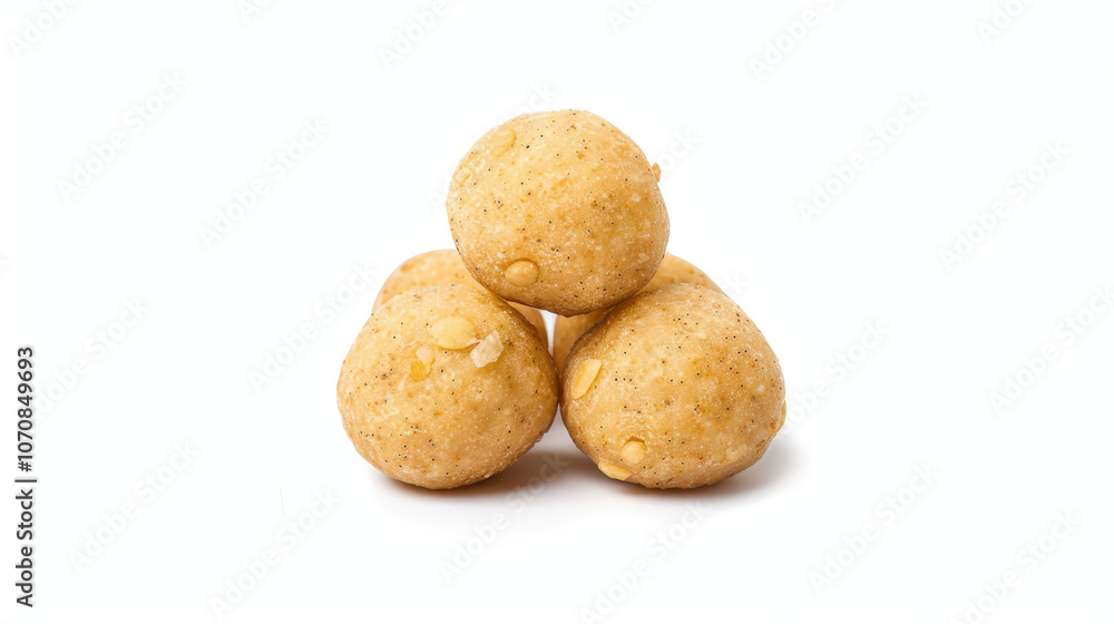 laddu indiaen dessert food on white background, fried balls laddu indiaen dessert food on white background, fried balls