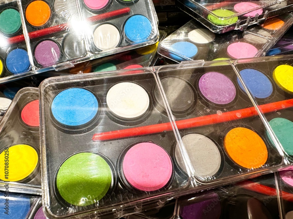 Naklejka premium multi-colored paints on store shelves