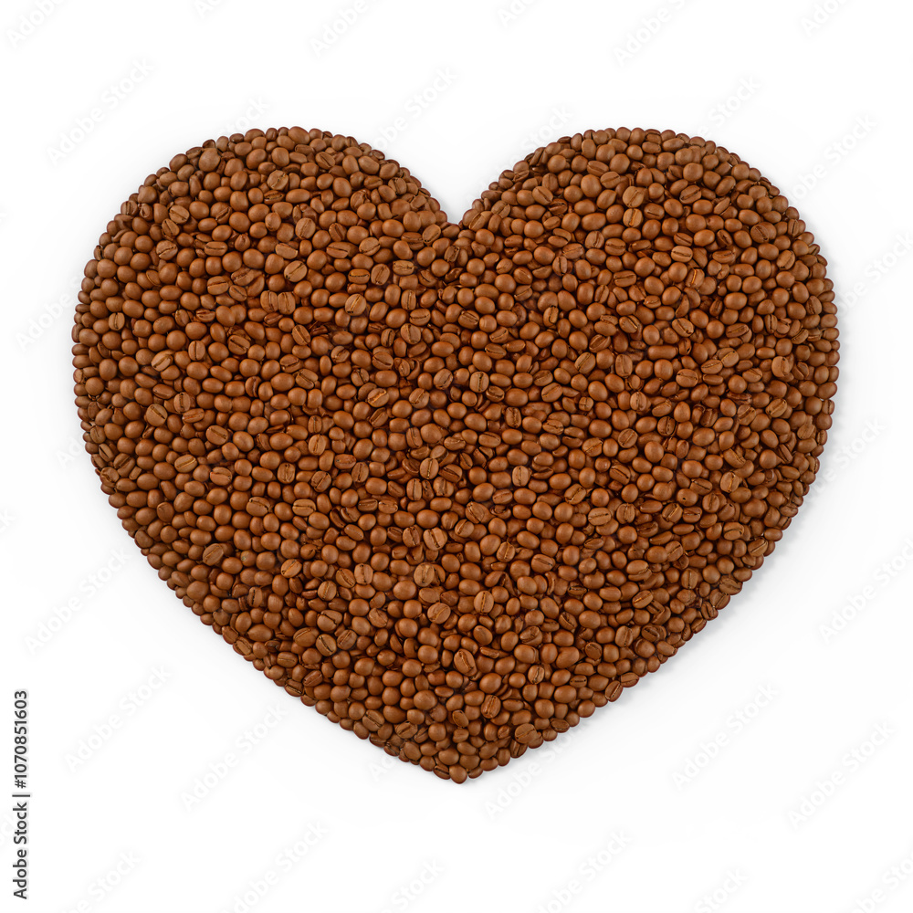 3D Render of a heart made of coffee beans. 3D Render of a heart made of coffee beans.