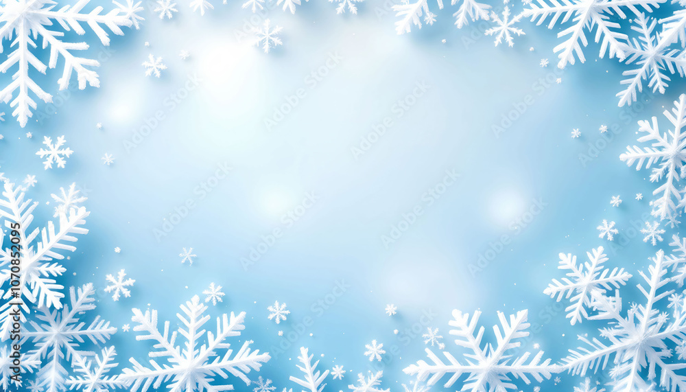 A light, white and pale blue winter background adorned with delicate snowflakes. The soft gradient creates a serene, frosty atmosphere, with a clear space designated for text. A light, white and pale blue winter background adorned with delicate snowflakes. The soft gradient creates a serene, frosty atmosphere, with a clear space designated for text.