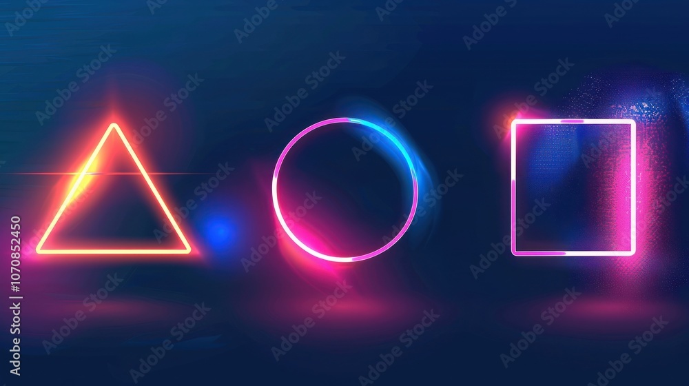 Neon Shapes on Dark Background Neon Shapes on Dark Background
