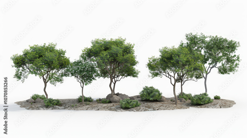 green trees isolated on white background green trees isolated on white background