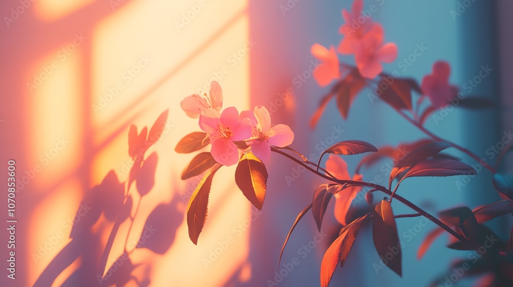A close up of a pink flower with a bright blue background A close up of a pink flower with a bright blue background