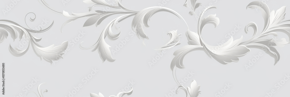 Victorian Paper Style Pattern: Elegant floral swirls on light gray background Victorian Paper Style Pattern: Elegant floral swirls on light gray background