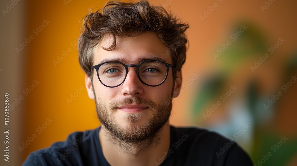 a man with glasses and a beard looks at the camera with a smile on his face a man with glasses and a beard looks at the camera with a smile on his face