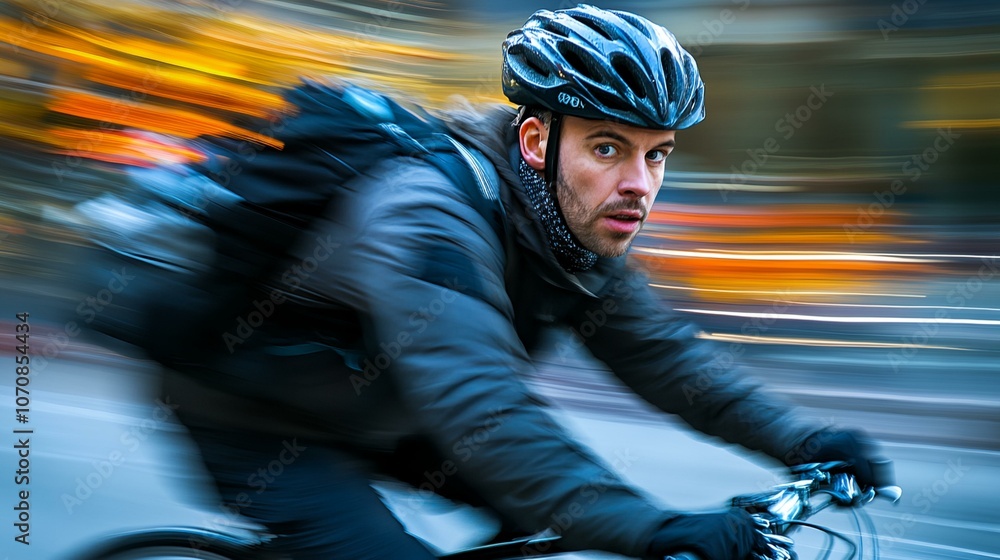 A man is riding a bicycle with a helmet on A man is riding a bicycle with a helmet on